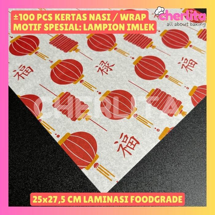 Kertas Nasi Motif Food Wrapper Laminasi Foodgrade Premium Imlek Lampion