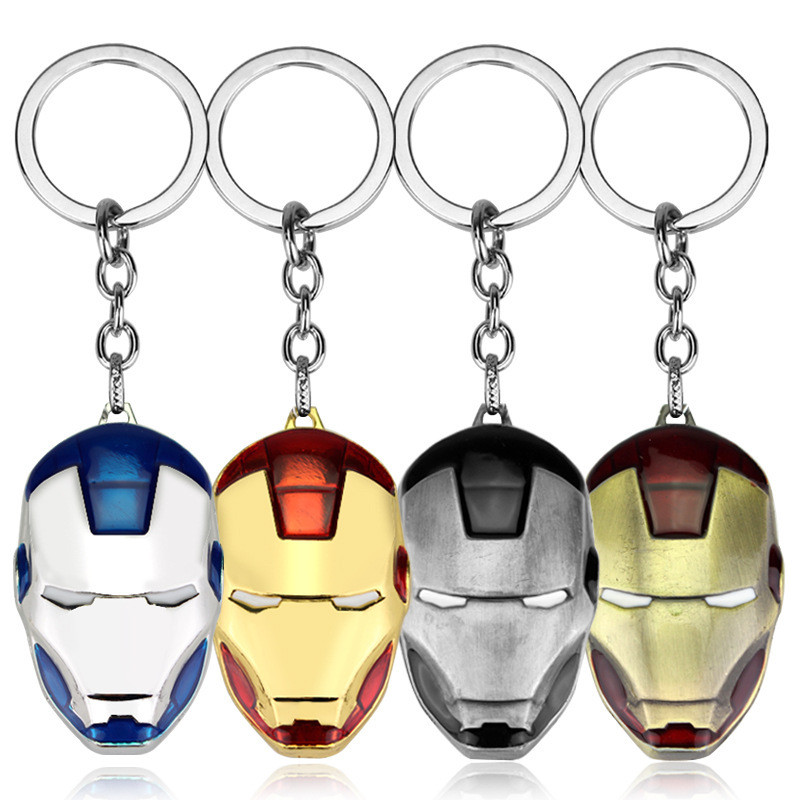 Miniso Anime Avenger Marvel Iron Man Metal Car Keychain Men Women Bag Pendant Keyring Creative Key