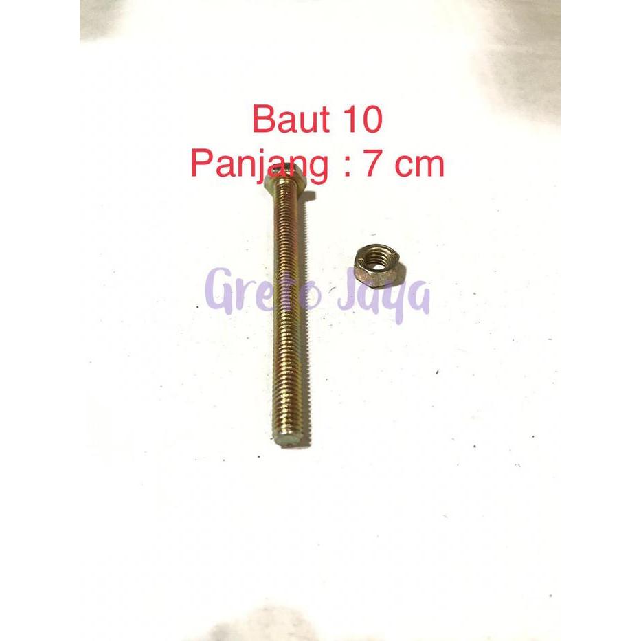 Baut Mur Kuning Plat 10 Panjang 7cm 7 cm