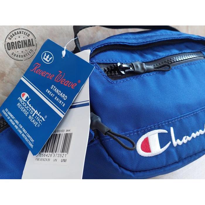 Champion Original Champion Reverse Weave Script Selempang Tas Pinggang Cross Biru 26 X 15 Cm Garansi