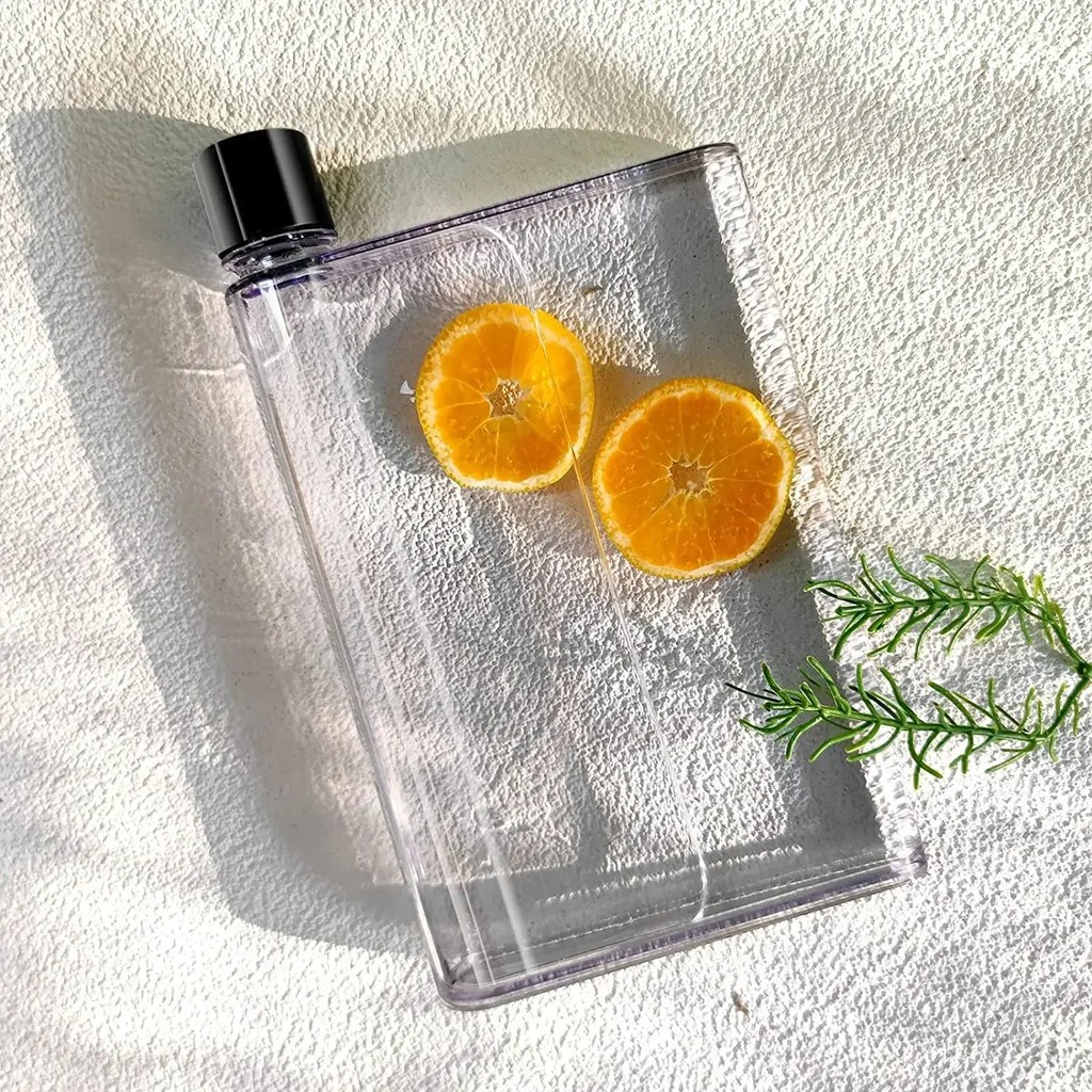 A6 Bottle Flat Water Bottle Portable Clear Book Paper Pad Flat Bottle Flat Drinks Kettle Notebook