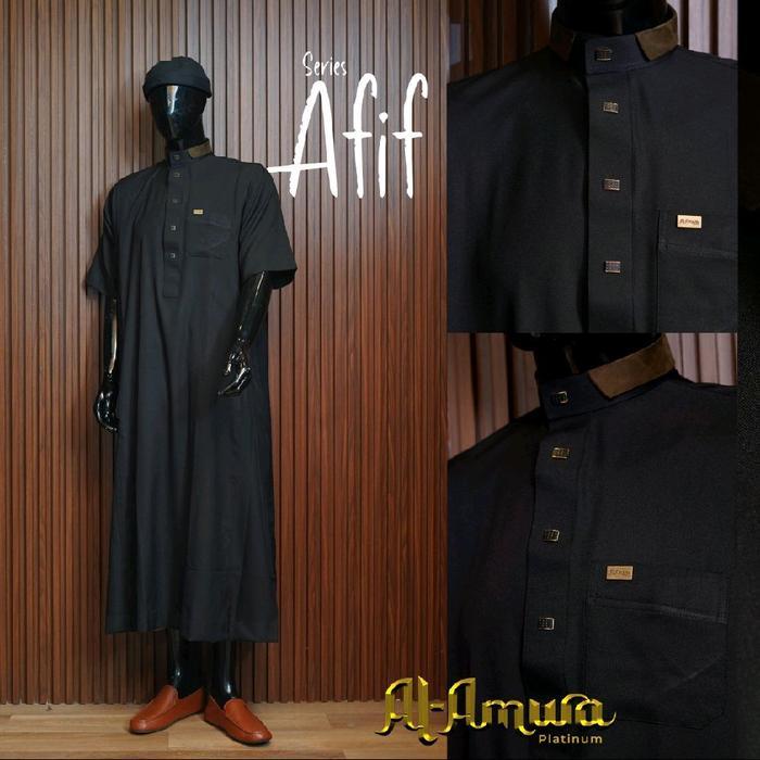 Stok Baru baju jubah anak remaja lengan pendek AL AMWA PLATINUM AFIF - gamis anak tanggung smp laki