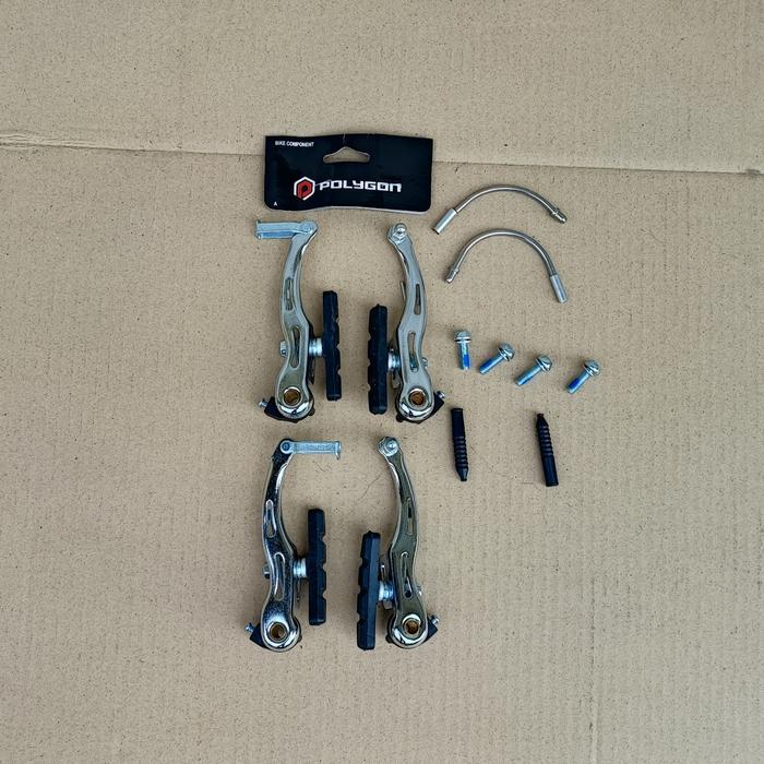 Rem V-Brake Set Polygon Monarch Depan Belakang Silver