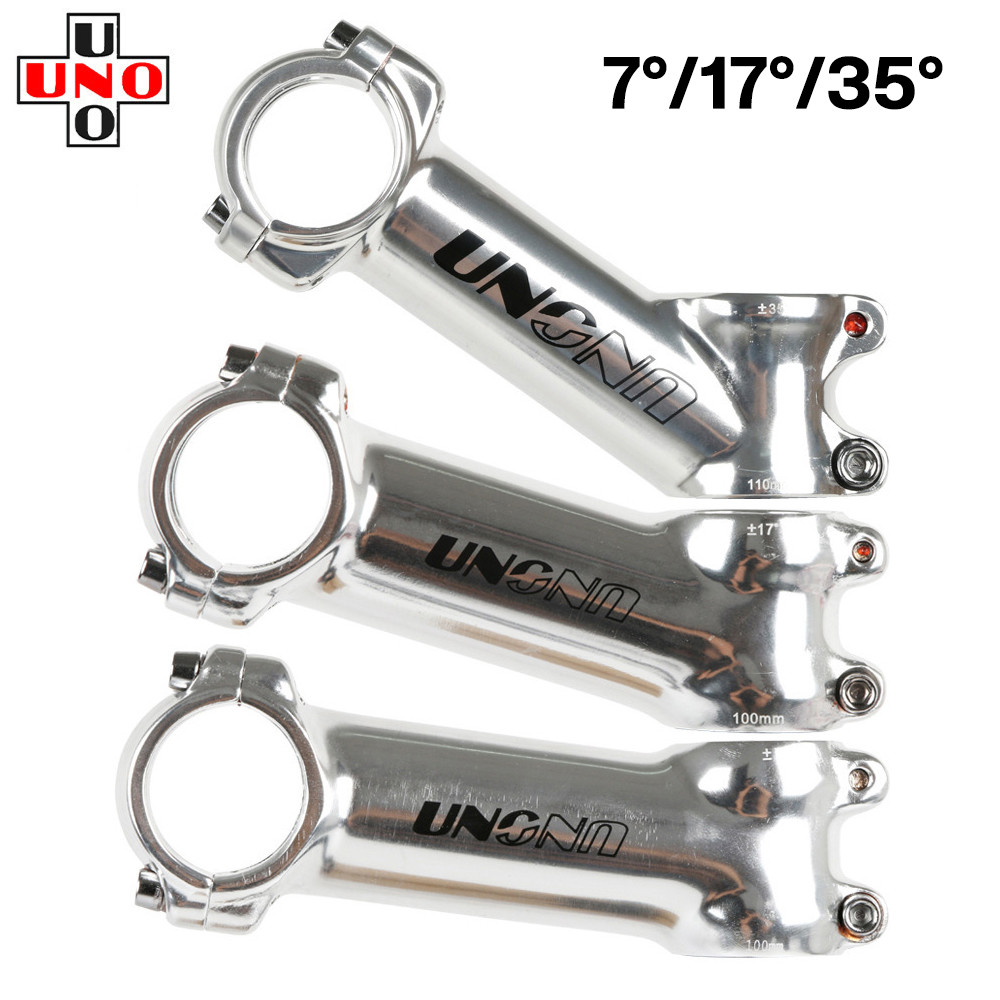 UNO Polished Silver Bicycle Stem UNO 7 17 35 Degree Aluminium Alloy Mountain MTB Accessories Bike
