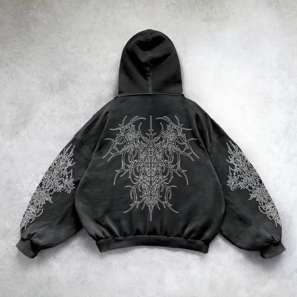 Harajuku Y2K Vintage Solid Color Printed Men Casual Hoodie Ican Gothic Fashion Couple Casual Hoodie