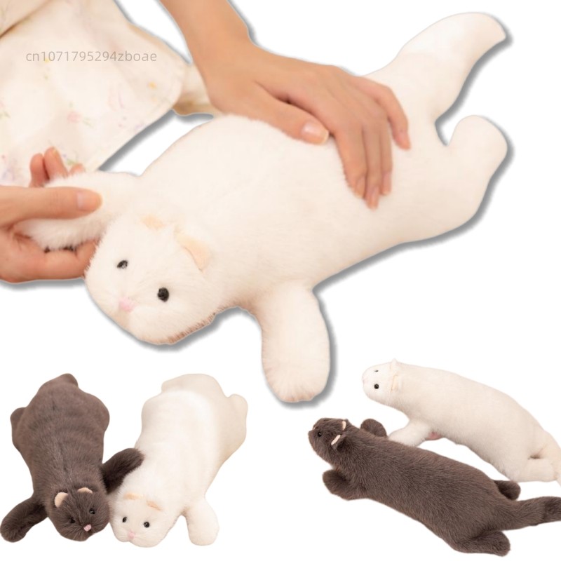 Hot Wholesale Cartoon Ferret Plush Doll Pillow Cute Soft White Grey Striped Stuffed Animal Home