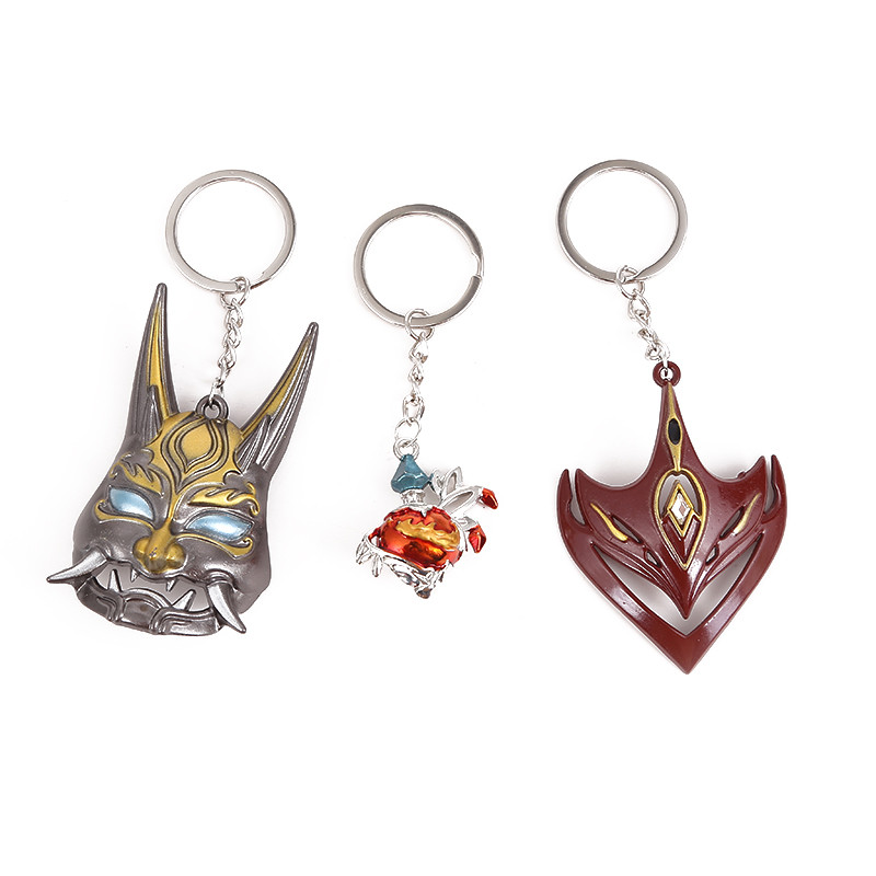 Game Genshin Impact Tartaglia Yasha Xiao Mask Keychain Fashion Witch's Heart Keyring Halloween