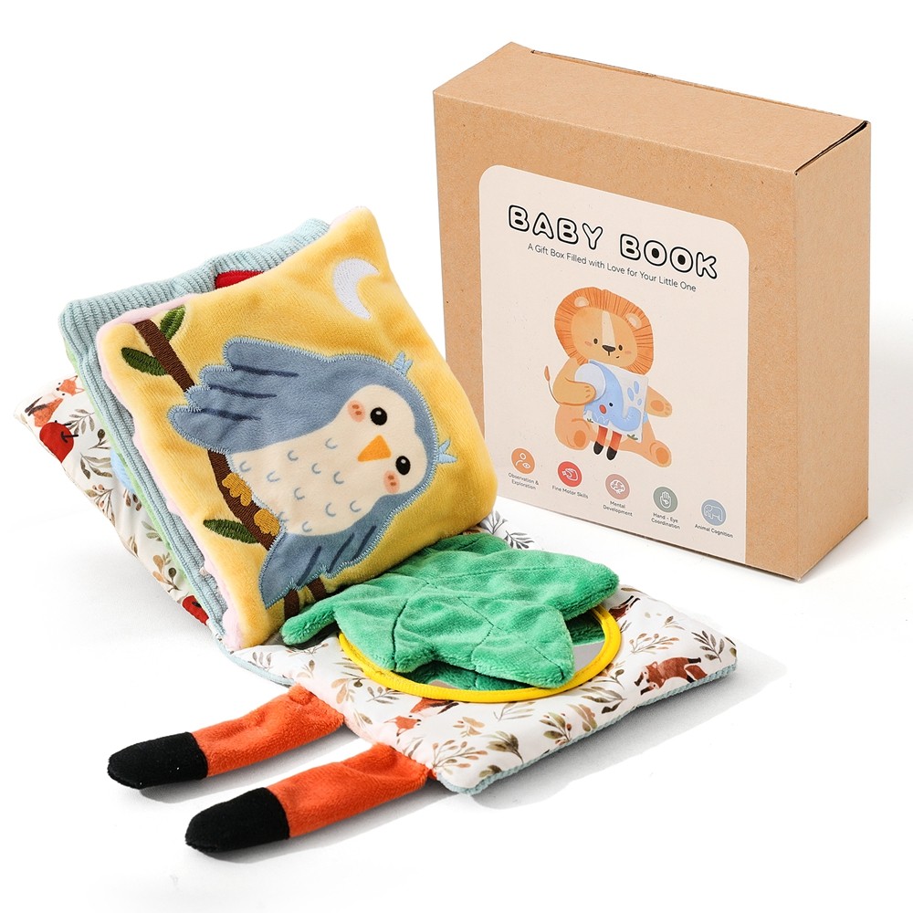 Baby Montessori Toy Soft Baby Book Sensory Early Learning Stroller Toy For Infant Toddler 3D Touch