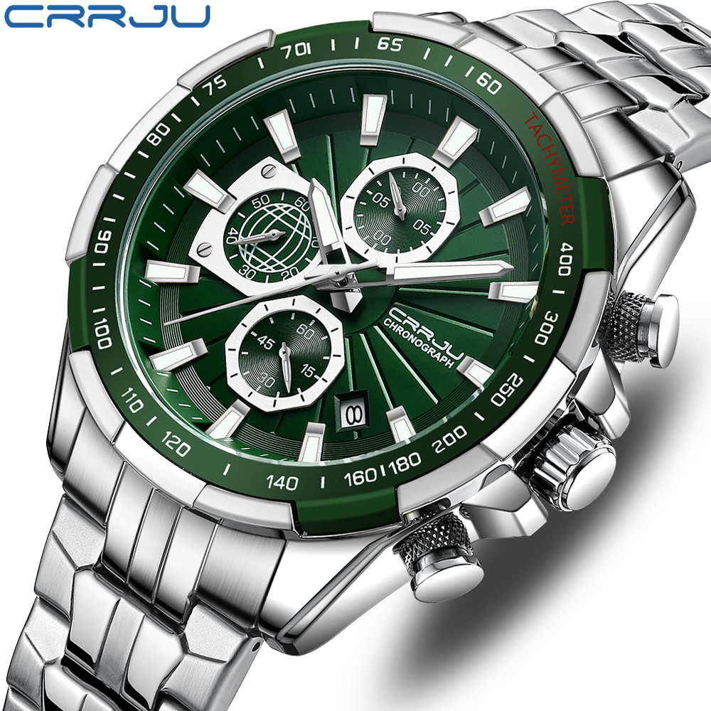 CRRJU Luxury Brand Men's WristWatch Original Fashion Quartz Classic Watches For Men Waterproof