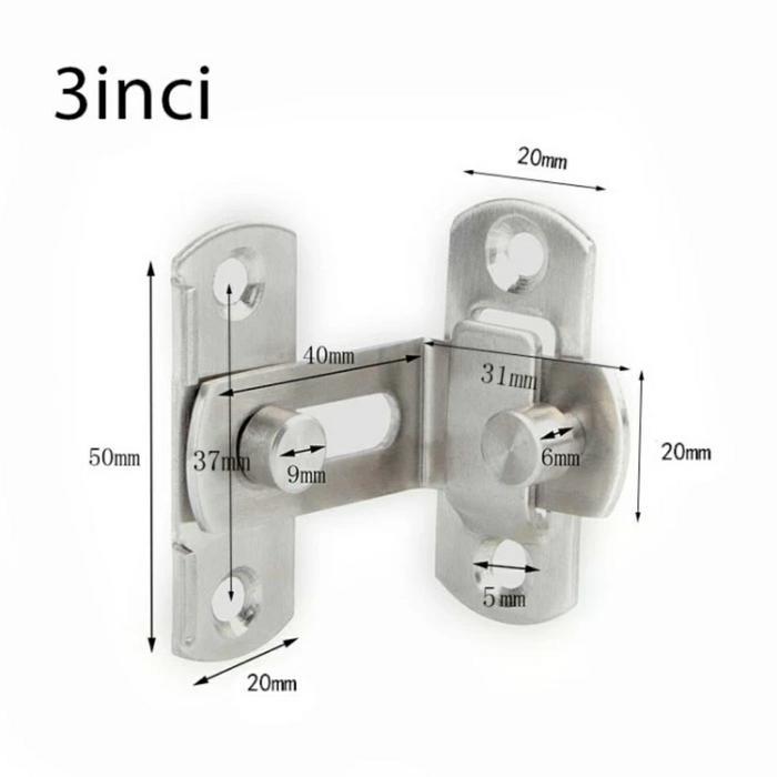 Grendel Sudut Kait Pintu Geser / Slot Pintu Jendela Stainless Steel