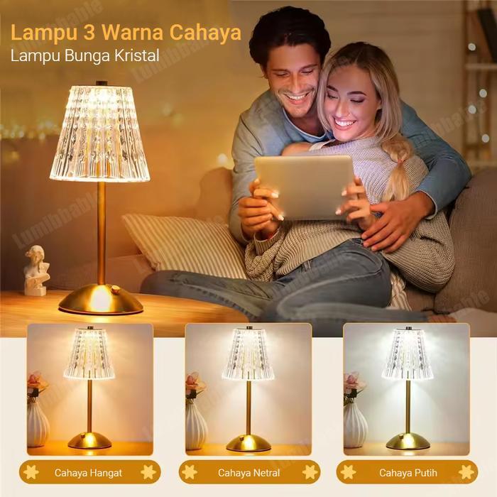 Portable LED Lampu Meja Aesthetic dengan Touch Sensor&3 Tingkat Kecerahan untuk Ruangan/Ruang