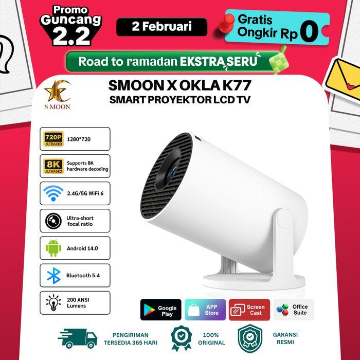NEW SMOON 300 Smart Projector LCD TV-Proyektor Pintar - 200 ANSI - Android 14 -Netflix - YouTube -