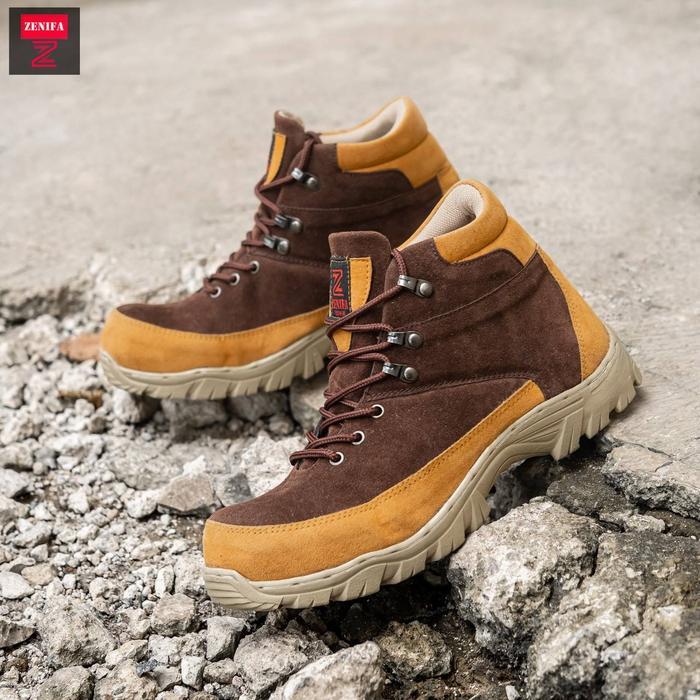 Zenifa Boots Land Safety Ujung Besi - Sepatu Boots Safety Ujung Besi Hiking Riding Kerja Proyek