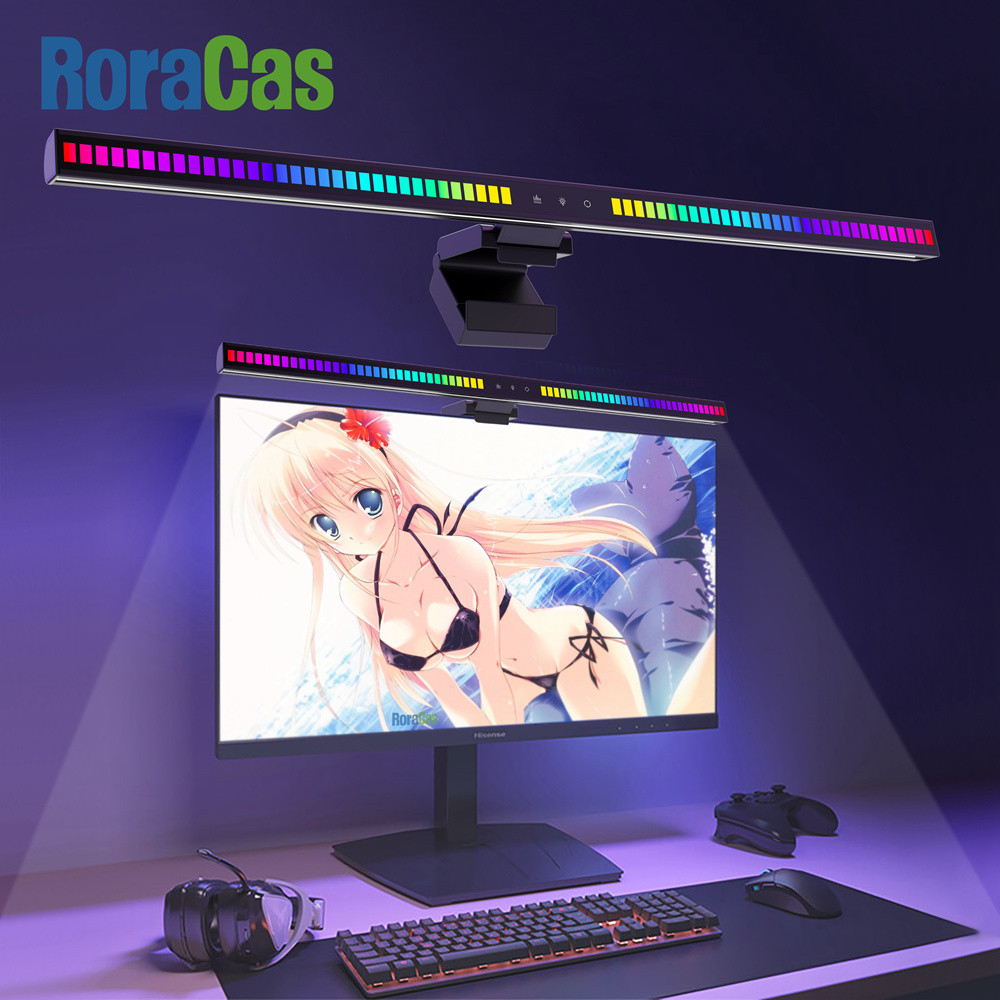 Eye-Care Desk Lamp LED Light Aluminum 55-42cm RGB Computer Monitor Screen Light Bar Music Sync