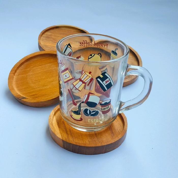 Tatakan gelas kayu jati 9cm,coaster kayu jati,tatakan gelas kayu jati