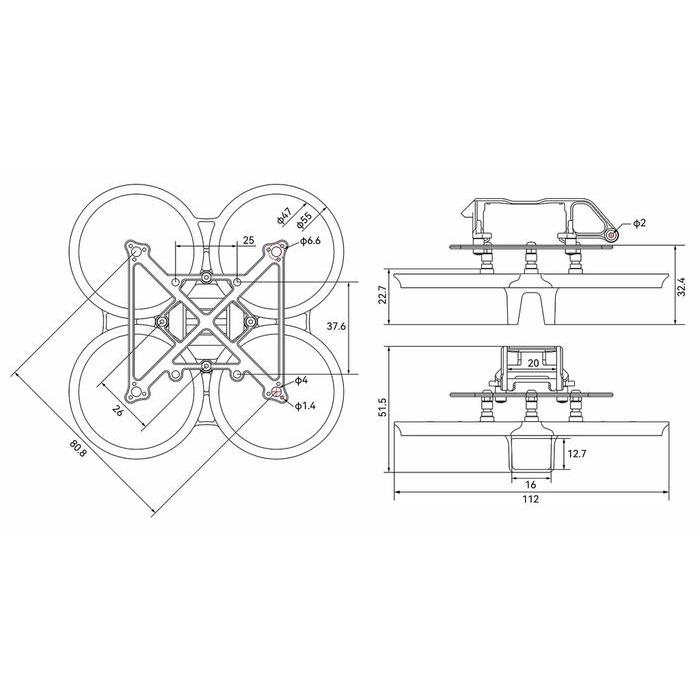 BETAFPV PAVO PICO BRUSHLESS WHOOP NAKED BASE FRAME / NO HD VTX BRACKET