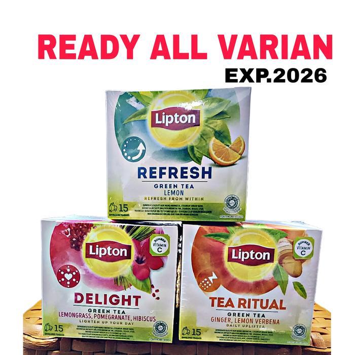Promo lipton refresh green tea lemon / teh celup lipton isi 15