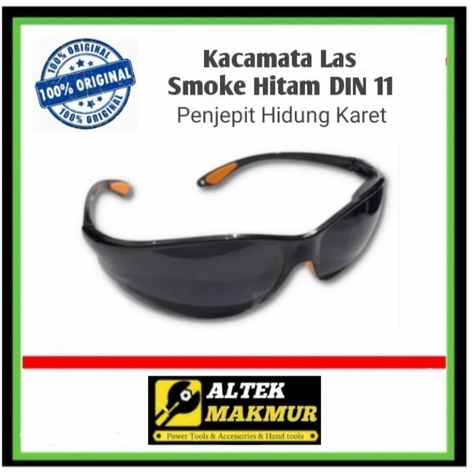Kacamata Las DIN 11 Smoke Hitam Pekat KACA MATA LAS SAFETY