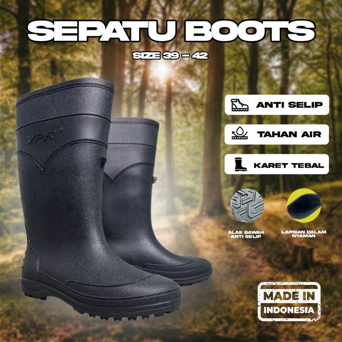 Sepatu Boot /Boot Karet /Boot Anti Air/Sepatu Proyek Kerja Hitam / Sepatu Boot Karet / Safety Boot
