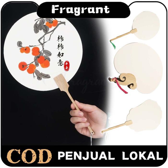 Kipas Kayu Blank Kosong Kipas Tangan Cina Kipas Kain Bulat Untuk Lukis Kaligrafi Diy Painting