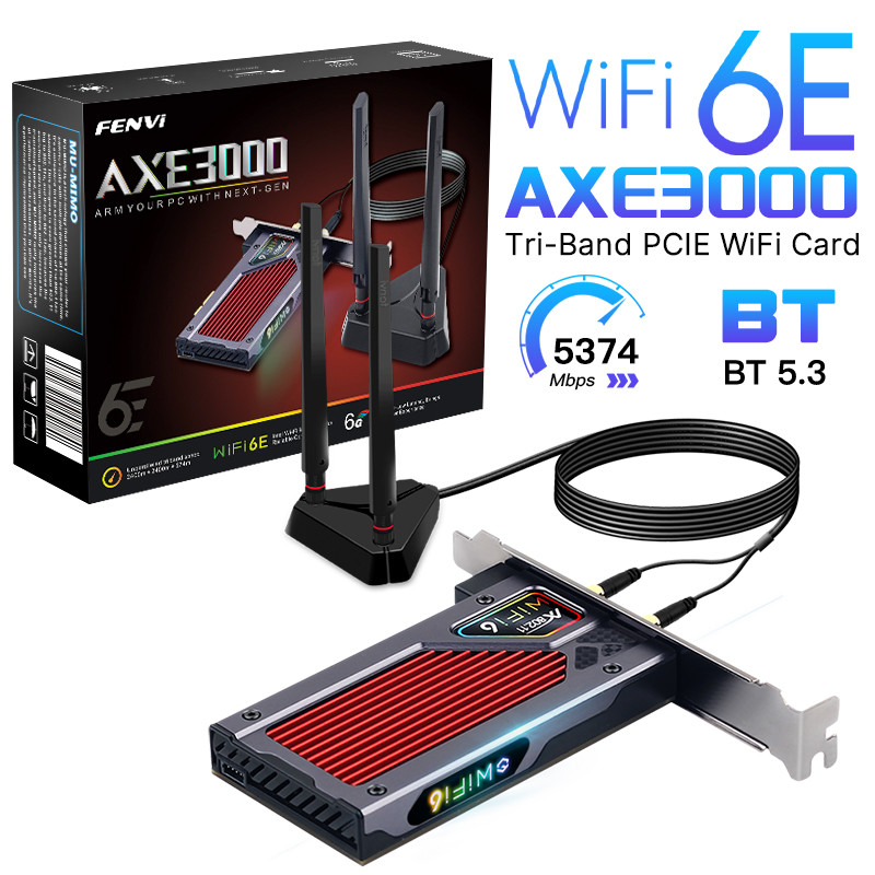 Fenvi FV-AXE3000 Wi-Fi 6E AX210 Bluetooth 5.3 Wireless 5374Mbps 2.4G/5GHz/6G WiFi 802.11AX/AC