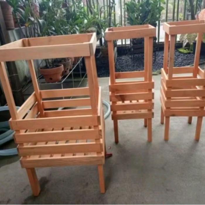 pot kayu ukuran 20x22x60 - 25x27x60 - 30x32x60 Anggrek