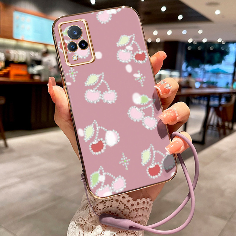 Casing Hp Untuk VIVO V21 4G V21 5G V21s 5G V21E V20 V20 SE Case Ceri pelapisan Kekinian Cesing silik