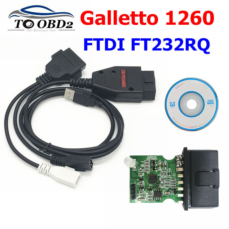 Newest Version OBD2 Galletto1260 Flasher EOBD/OBDII chip tuning tool Galletto 1260 FTDI ECU flash to
