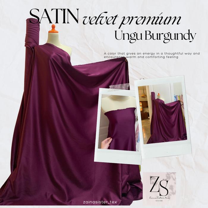 Bahan Kain Satin Velvet Premium Warna Ungu Merah Wine