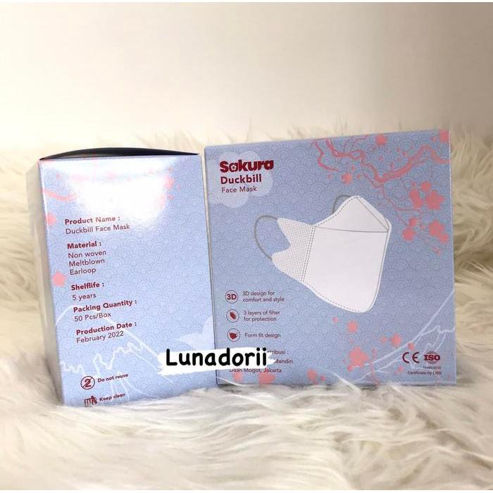 MASKER DUCKBILL FACE MASK 3PLY SAKURA BY SEVEN ISI 50PCS MASKER WAJAH EMBOSS