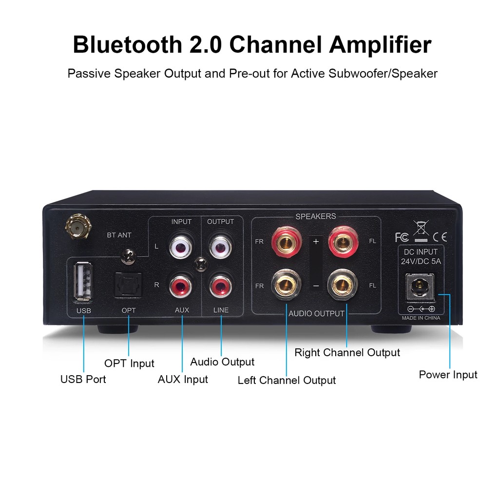 Woopker Sound Amplifier TPA3116 D2 100W Mini HiFi Stereo Class D Amplifier Bluetooth Audio Amplifier