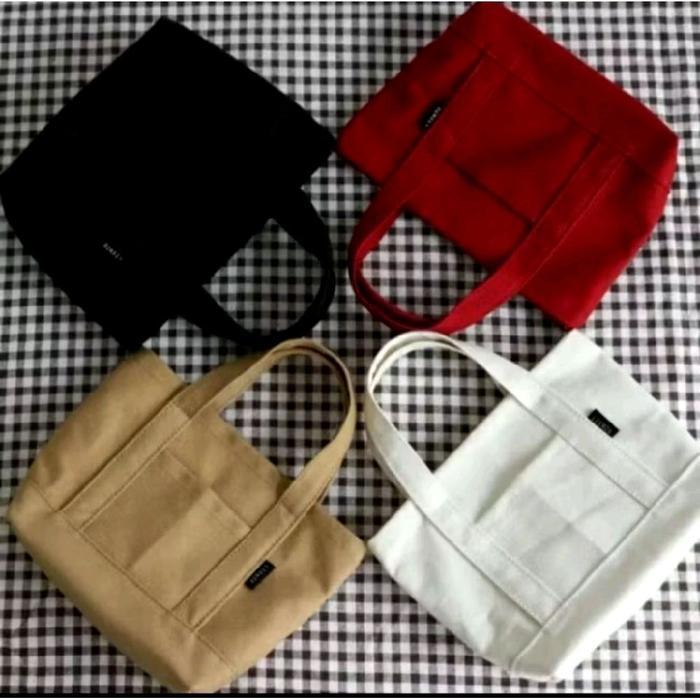 Tote Bag Wanita Totebag kanvas polos mini Tas Bahu Wanita Remaja Kekinian Canvas