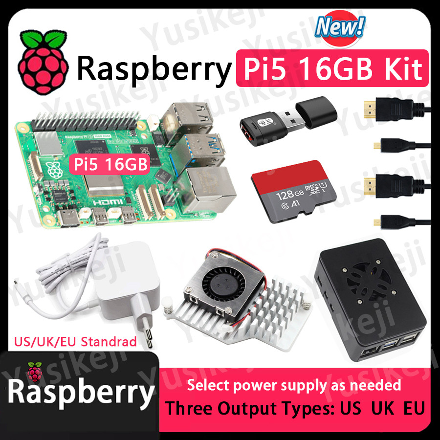 Original Raspberry Pi 5 16GB Board and raspberry Pi 5 16GB KIT(PI5 16GB+Case+Fan+Power Supply+HDMI