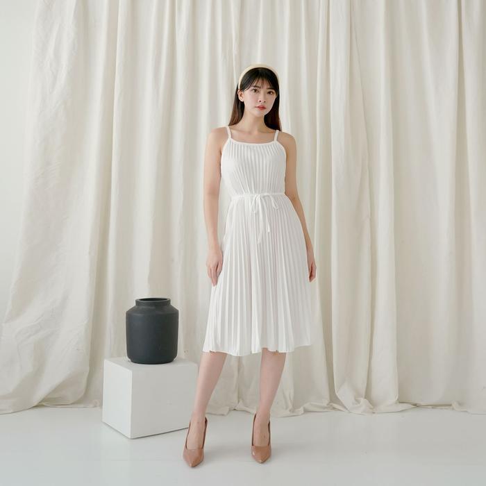 Dress Plisket Midi / Dress Plisket Wanita / Pleated Dress Casual Panjang