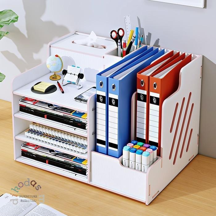 TEMPAT FILE MULTIFUNGSI/ ALAT RAK BUKU KANTOR VINTAGE / STORAGE BOX Kayu Meja Plastic Putih Desk