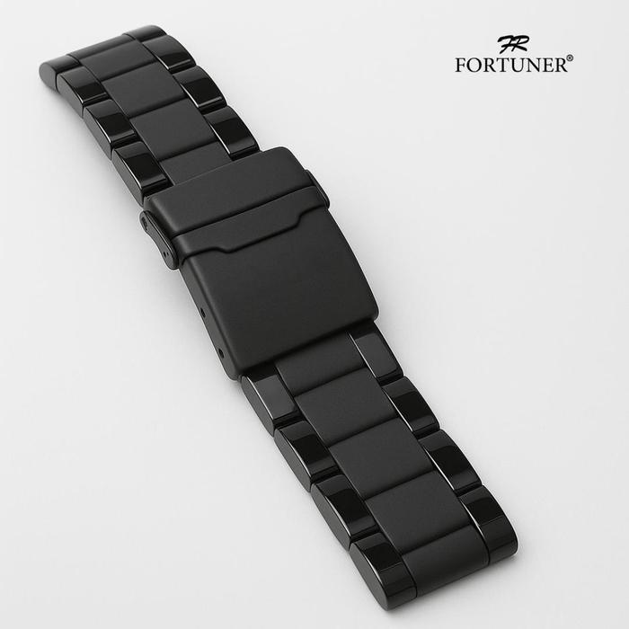 Ready Fortuner Rantai Jam Tangan Stainless Steel Ukuran 22 24 26 mm Panjang 19cm Silver Hitam Tanpa