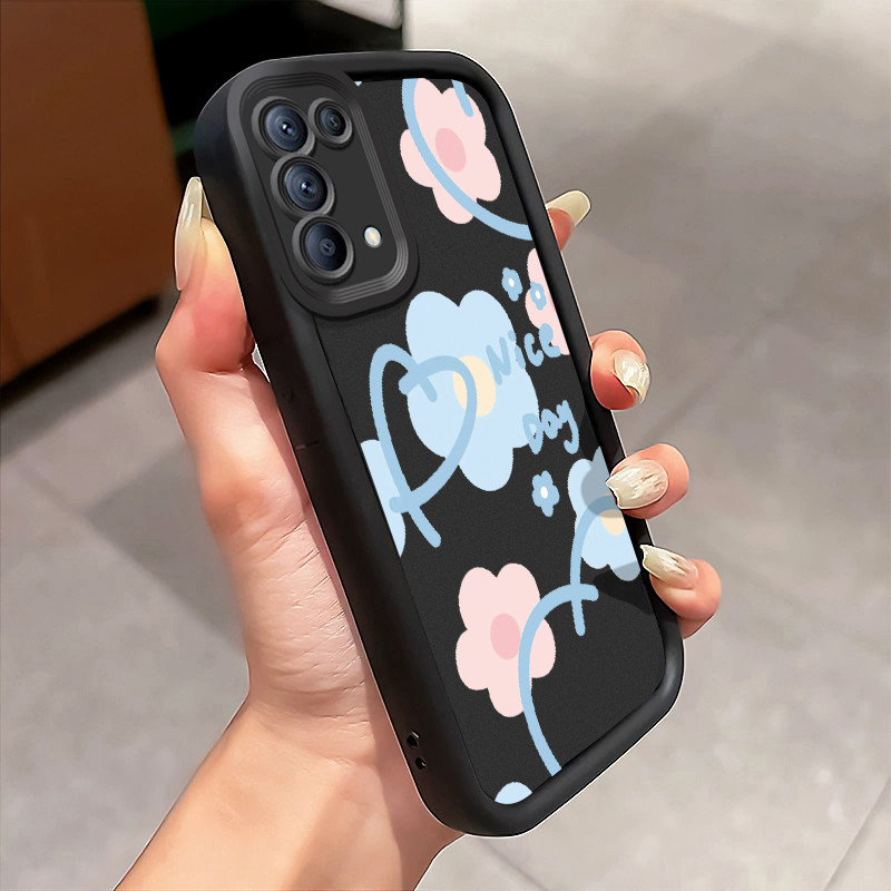 Casing Hp OPPO Reno 5 4G Reno 5 5G Reno5 Reno 5K 5G Reno5 K Find X3 Lite Case Bunga biru muda Kasing