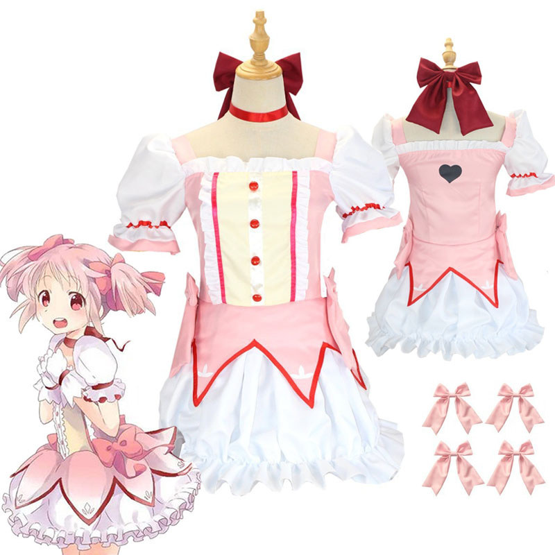 Anime Kaname Madoka Cosplay Costume Magica Kaname Dress Wig Kaname Madoka Outfits For Comic Con