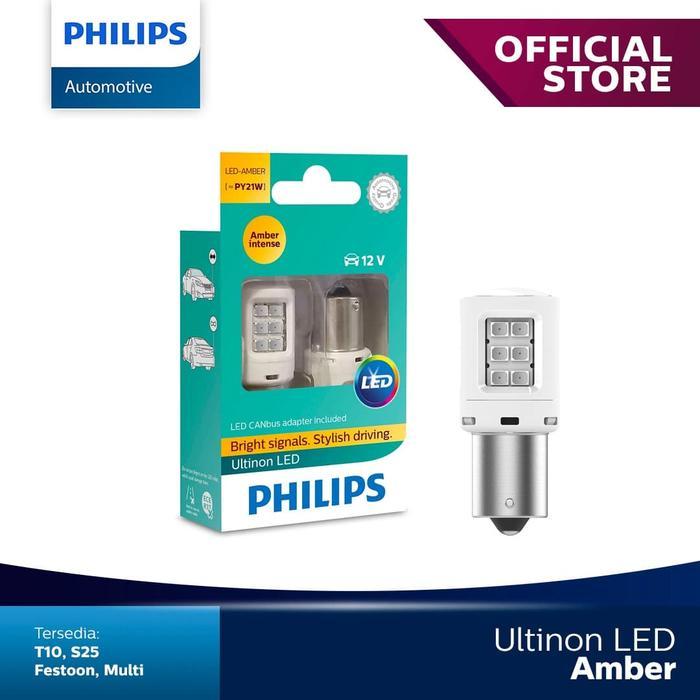 Philips Ultinon Led Py21W S25 Lampu Sein Mobil Warna Amber / Orange