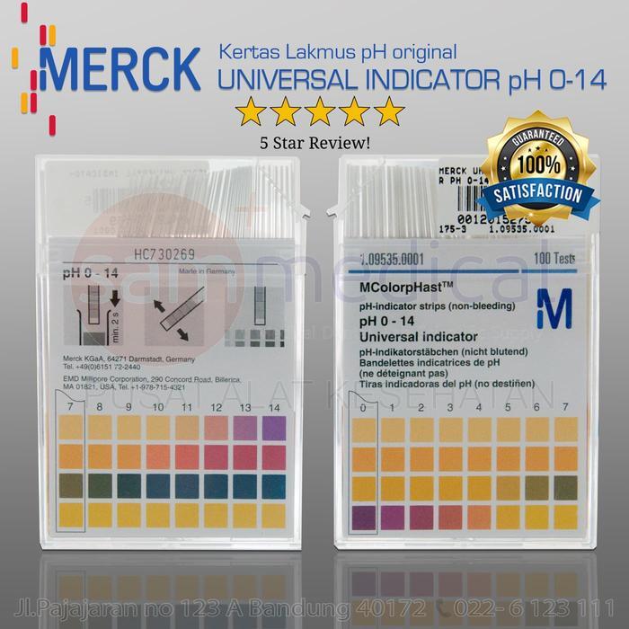 MERCK ORIGINAL UNIVERSAL INDICATOR PH 0-14 KERTAS LAKMUS PH PAPER 100
