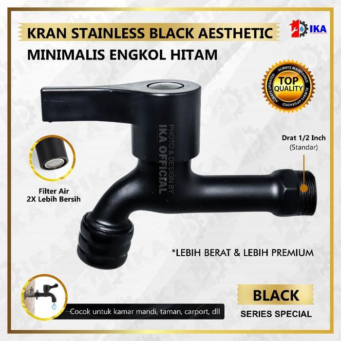 Kran Tembok Minimalis HITAM murah - Keran Air taman / Wastafel Black matte gold - keran stainless