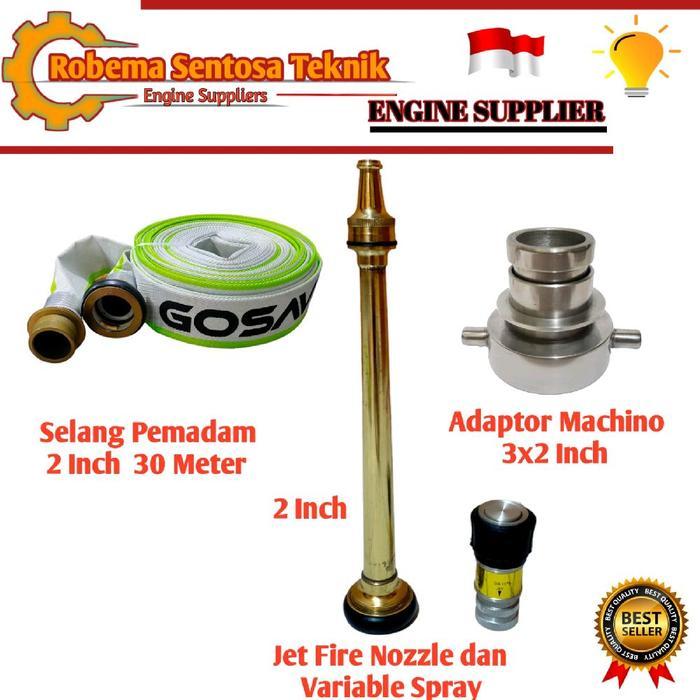 Paket Nozzle Pemadam Kebakaran Selang Pemadam 2 Inch dan Adaptor Machino 3x2 Inch