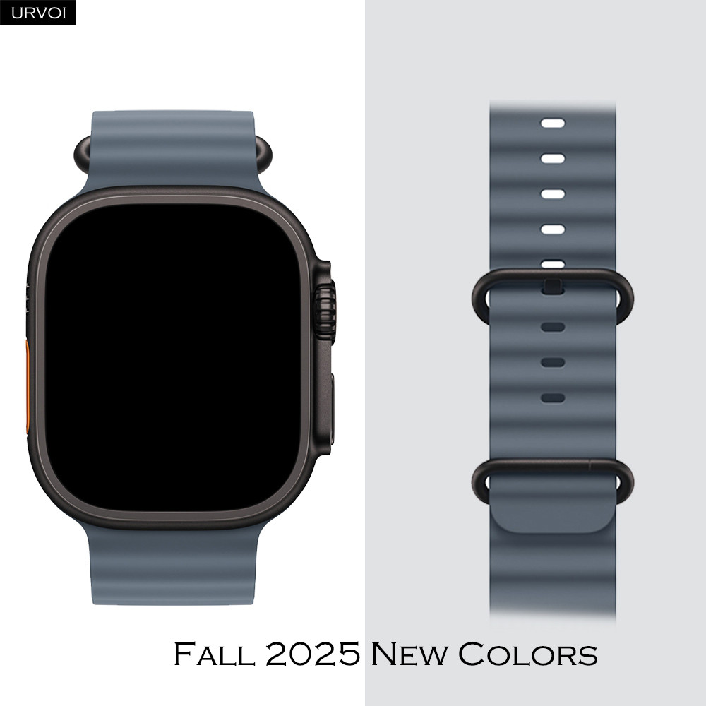 Urvoi Band For Apple Watch Ultra 3 2 11 10 9 8 7 6 Se3 Silicone Strap For Iwatch Sport Ocean Band 44