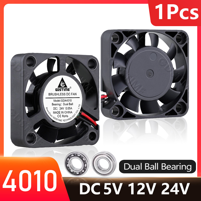 Gdstime 40Mm Usb Cooler Dc 5V 12V 24V 40X40X10Mm Dual Ball Cooling Fan 4010 Axial Fan 40Mm For 3D
