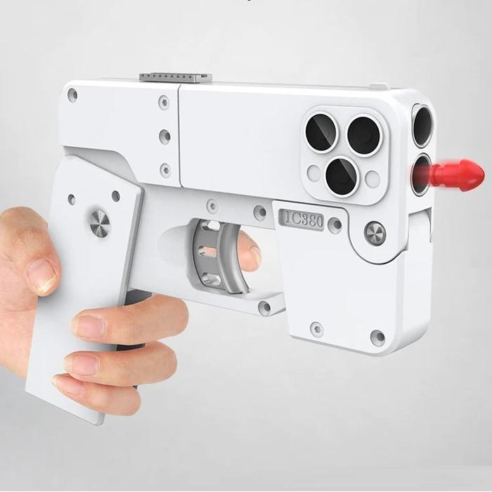Iphone Toy Gun Soft Bullet Toy Iphone Shell Ejecting Folding, Pasti Diskon