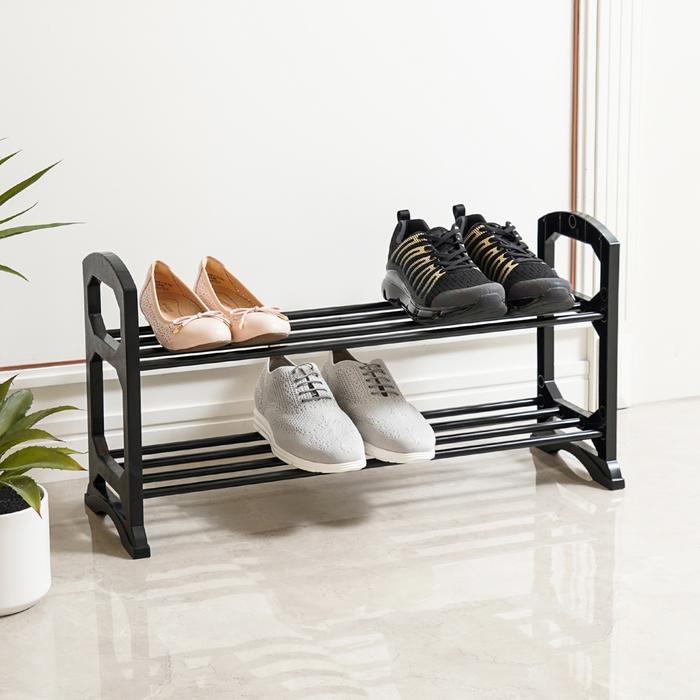 Krisbow Rak Sepatu Stackable 2 Tingkat - Hitam