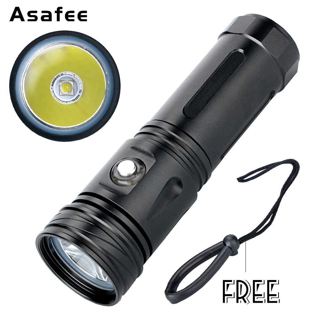 Asafee AF07D 80M Underwater Brightest L2 LED Diving Flashlight 1600LM IPX8 Waterproof Protable Dive 