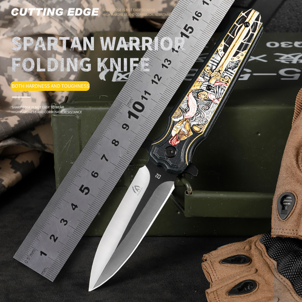 HUANGFU High quality D2 steel folding knife Pocket knifealuminum alloy handle high hardness self-def