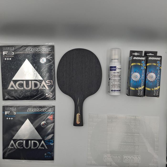 Bat Pingpong Donic Black Devil Lengkap Karet Donic dan Aksesories Set