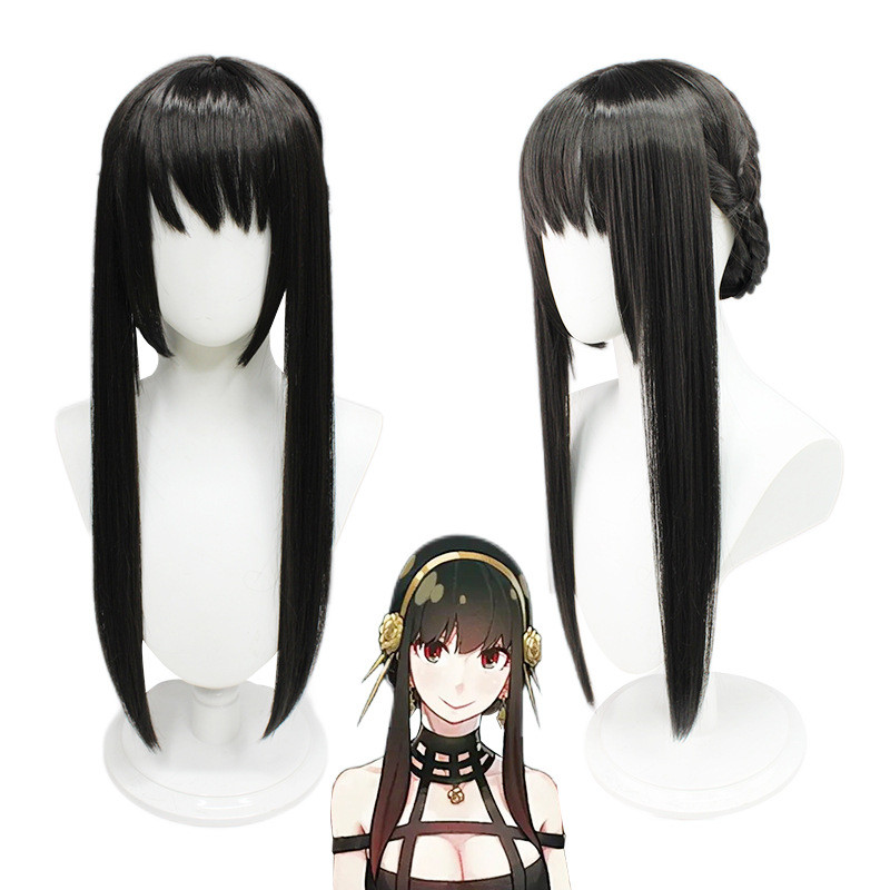 Manga SpyFamily Cosplay Yor Forger Long Black Cosplay Wig SpyFamily Cosplay Yor Forger Black Hair
